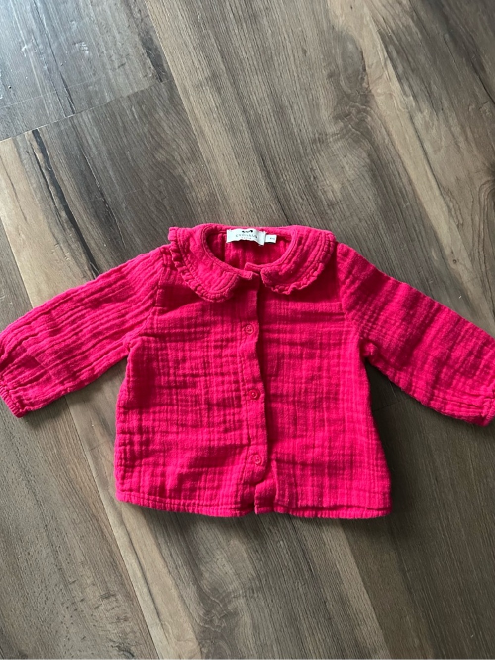 Cyrillus Paris Fucshia button up collared blouse for baby